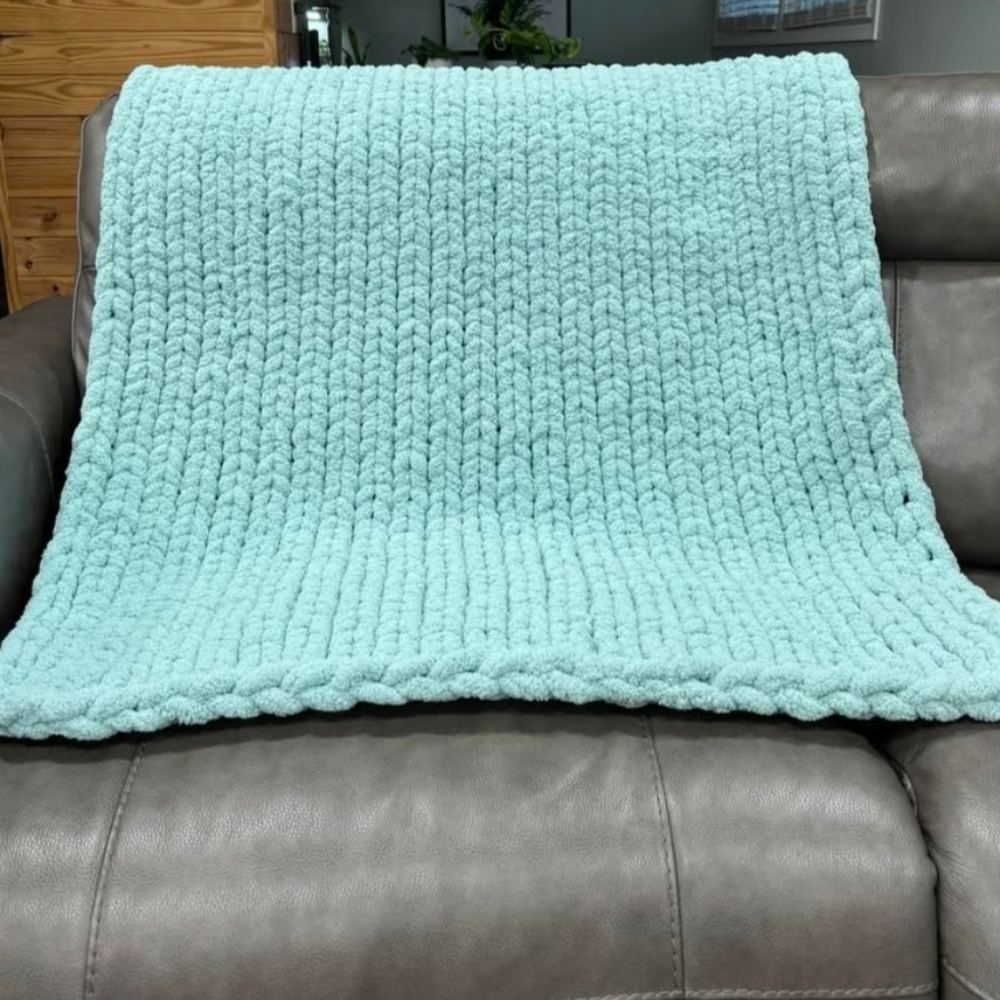 Baby Teal Chunky‎ Handknit Blanket